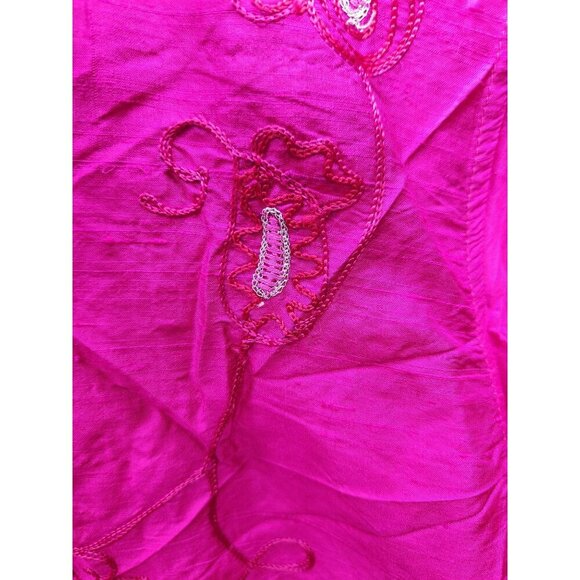 Chicos Fuchsia Silk Embroidered Button-Up Jacket Size L - Picture 4 of 5